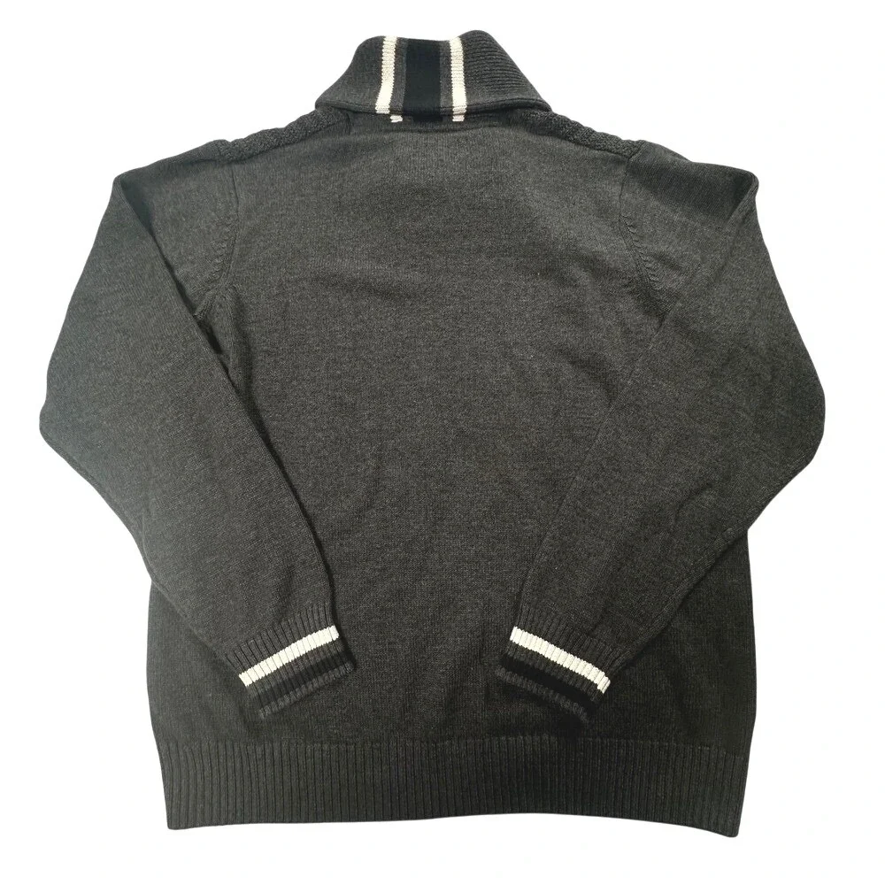 U.S. Polo Assn. Shawl Collar Sweater Men Medium Dark Gray‎ Pullover Knit